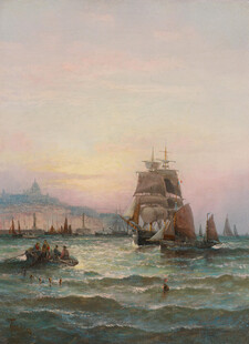 海上帆船日落美景