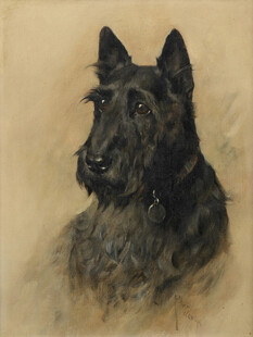 黑色猎犬肖像画