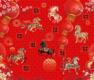 喜庆中国风马年元素图案