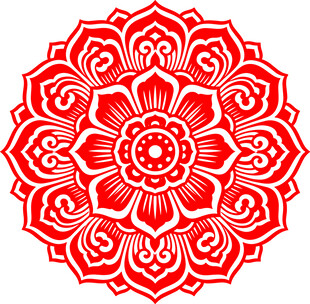 红色精美传统花卉图案