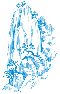 水墨风山水轮廓图