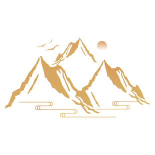 金色山峦日出简约图案