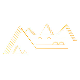 金色几何线条勾勒的山景