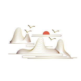 中式山水意境插画