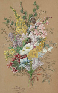 复古风手绘花卉插画