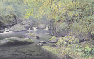 山间溪流风景图
