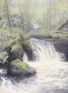 山间溪流瀑布自然美景