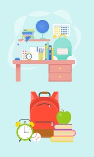 书桌旁的学习用品集合