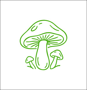 手绘绿色蘑菇图案