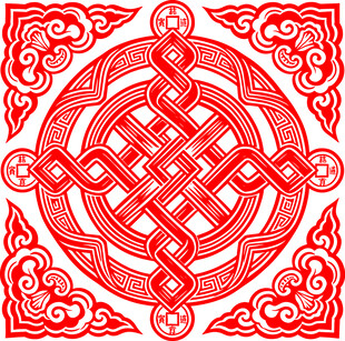传统中式红色吉祥花纹图案