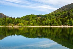 宁静山林中的清澈湖泊