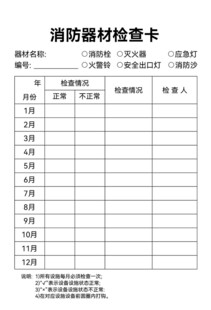 消防器材检查卡