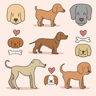 可爱狗狗插画集合