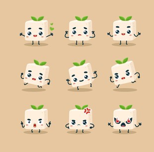 可爱豆腐卡通形象集合