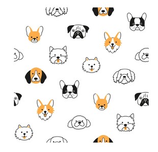可爱猫狗头像无缝图案