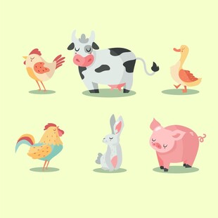 可爱农场动物插画