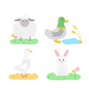 可爱农场动物插画