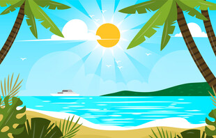 夏日海滩场景