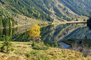 山间静谧湖景秋色如画