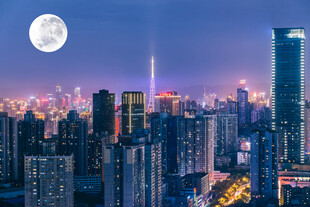 月夜下的繁华都市景观