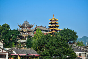 古色古香的中式塔楼景观
