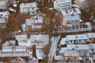 冬日雪覆小镇景象