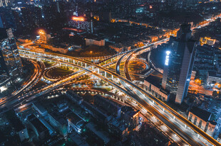 城市夜景立交桥璀璨灯火