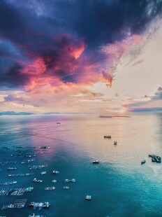 梦幻海上晚霞美景
