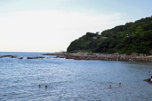 海滨风光水中嬉戏者