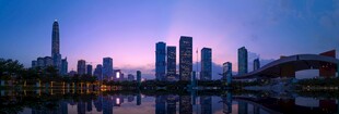 城市黄昏天际线美丽景观