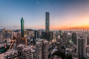 城市天际线 夕阳下的繁华
