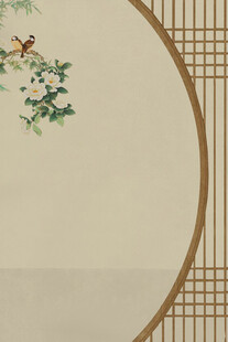 中式典雅花鸟窗景图案