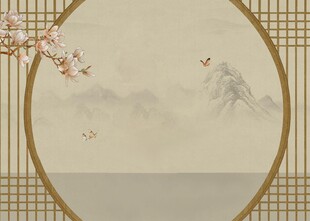 中式古典意境山水花鸟图