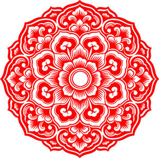 红色传统花纹圆形图案