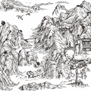 水墨山水风景图