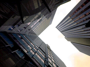 仰视都市高楼大厦景观