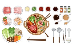 鸳鸯火锅插画