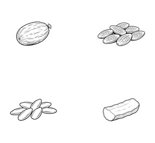 手绘坚果与零食简笔画