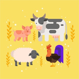 农场动物插画