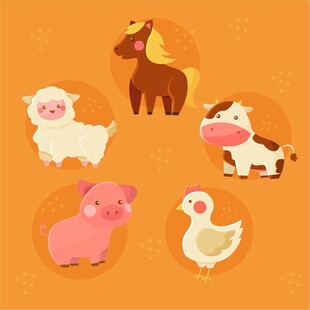 可爱农场动物插画