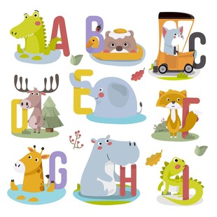 可爱动物字母卡通插画集