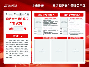 中通快递消防制度牌