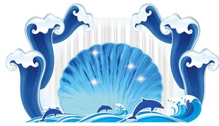 蓝色海浪与贝壳装饰图案