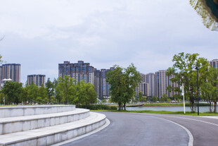 城市中蜿蜒的道路与建筑