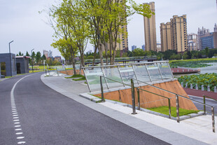 城市中蜿蜒的景观道路