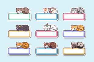 可爱猫咪书签插画集合