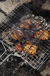 户外烤架上的美味烤肉