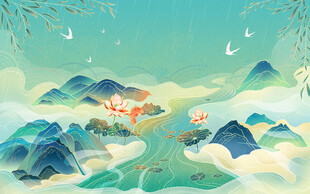 山水间的诗意梦幻风景