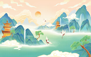 山水间的诗意中式风景