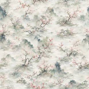 水墨山水花卉纹理图案